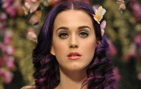 Singer Katy Perry on the flower background