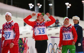Белорусская биатлонистка  Надежда Скардино на олимпиаде в Сочи