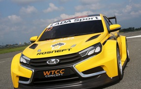 Yellow car Lada Sport Vesta