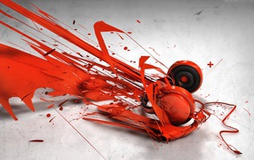 Red paint splash headphones