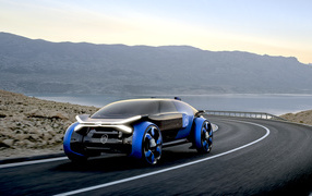 Futuristic car Citroen 19 19 Concept, 2019 on the track