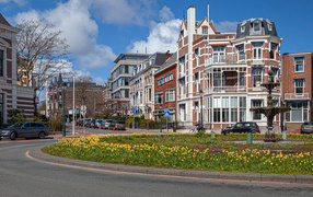 Красивые дома в городе, Голландия. Нидерланды