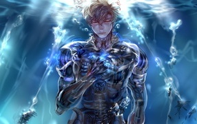 anime man underwater