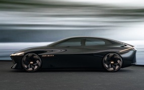 Side view of a black Infiniti Vision Qe car