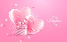 Розовая открытка на день Святого Валентина