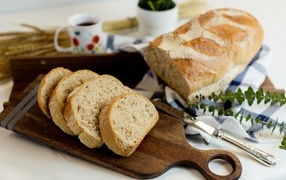 Sliced fresh bread on a board