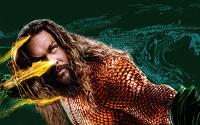 Aquaman in water with trident