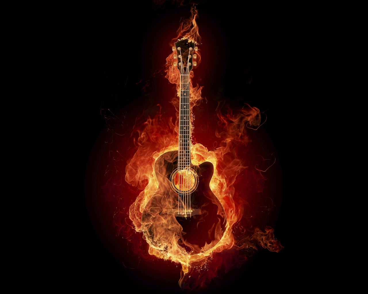Previous, Creative Wallpaper - Guitar is on fire wallpaper