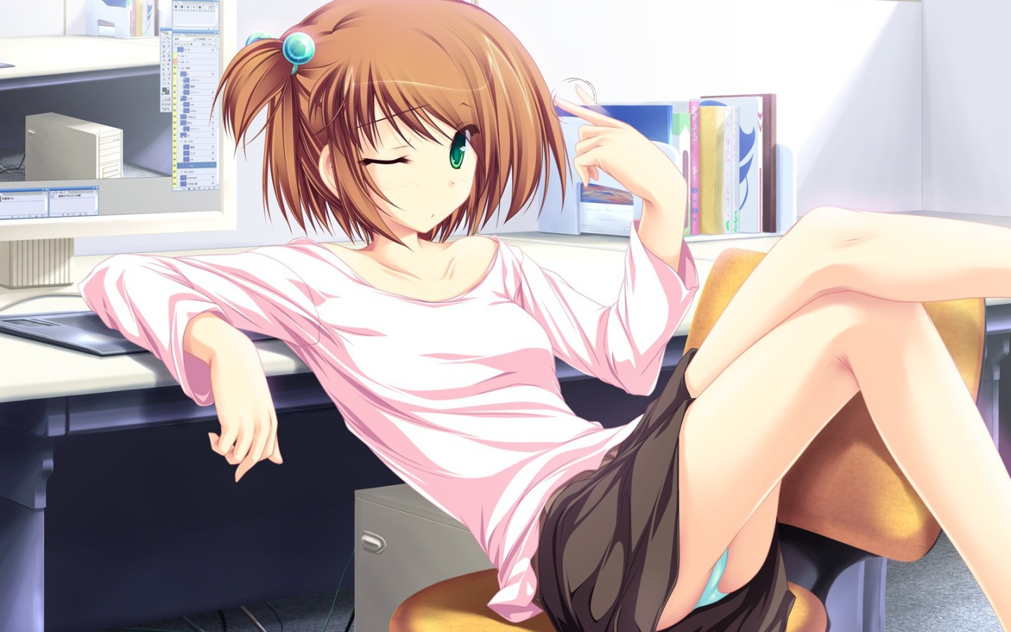 Cute Anime Schoolgirl No Panties