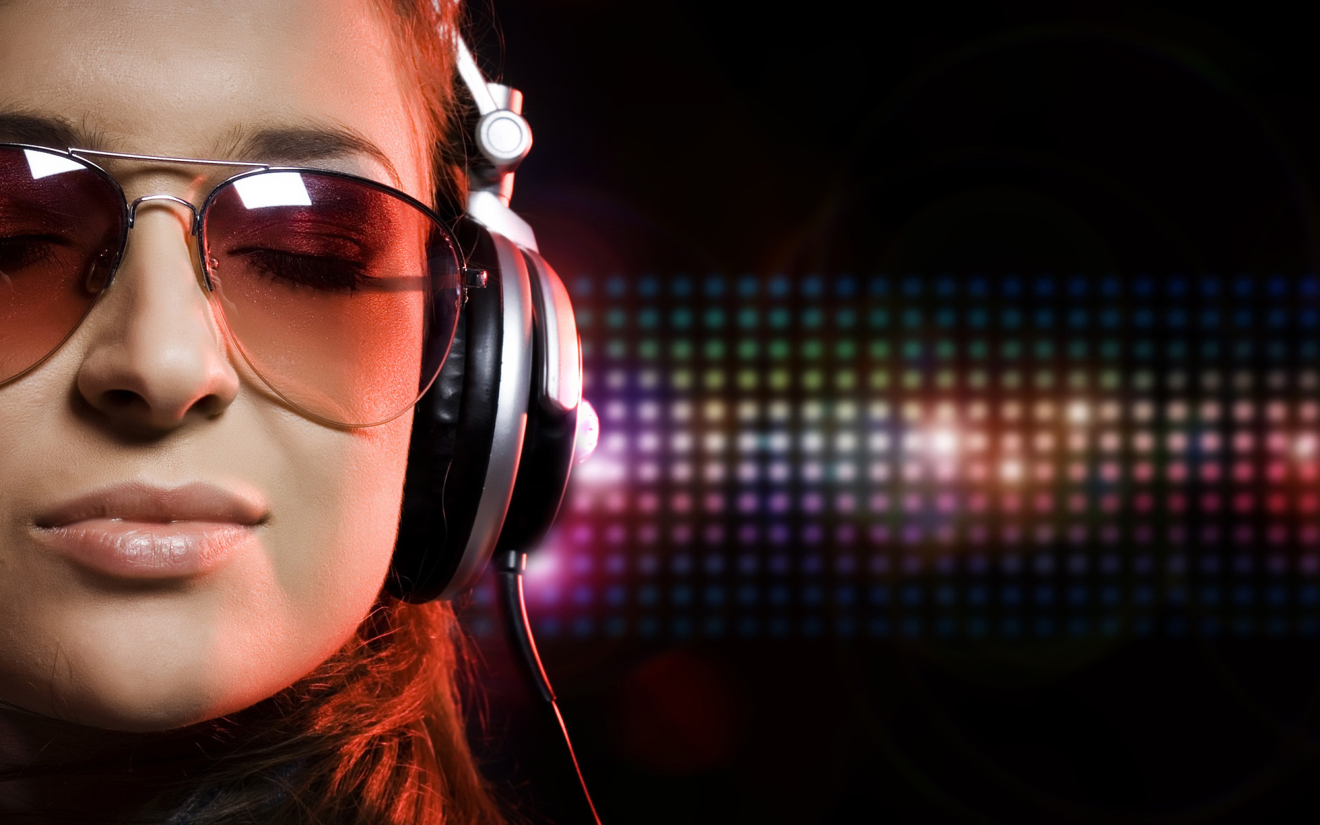 Girl in ear-phones Desktop wallpapers 1920x1200