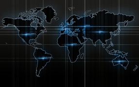 World map on black wallpaper