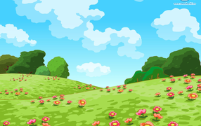 Flower meadow in the cartoon Kikoriki