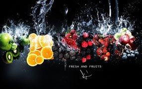 	   Berries fruit and water