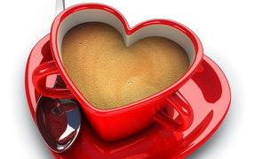 Cup in the shape of heart on Valentine's Day February 14