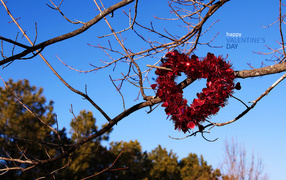 Сердце на ветках на День Святого Валентина 14 февраля