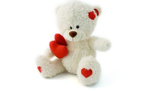 White teddy bear on Valentine's Day February 14