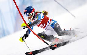 American gold medalist skier Mikaela Shiffrin at the Olympics in Sochi