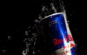 Drink Red Bull in the drops of water