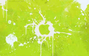 Логотип Apple Inc, всплески на зеленом фоне