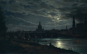 Картина Вид Дрездена в полнолуние