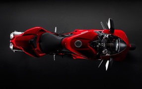 Red motorcycle top view