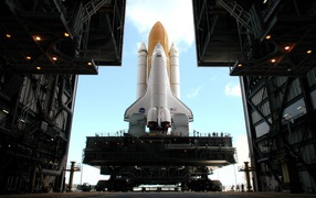 Preparing to launch space shuttle