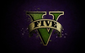 Logo game Grand Theft Auto V on a purple background