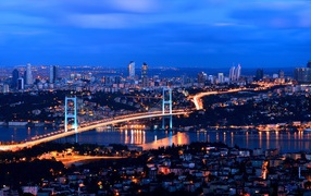 Панорама ночного города Стамбул, Турция