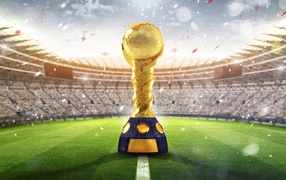 Gold Cup of the World Cup 2018 in Russia on the football field