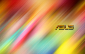ASUS logo on a colorful background