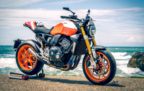 2019 Big Honda CB1000R motorcycle by the sea