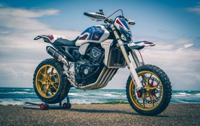 2019 Honda CB1000R motorcycle on the ocean
