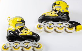 Roller skates on a gray background