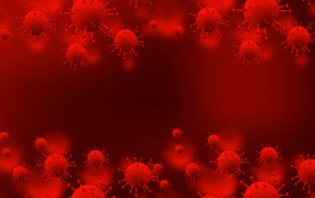 Red background with bacteria