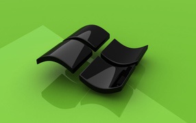 Black Windows icon on a green background