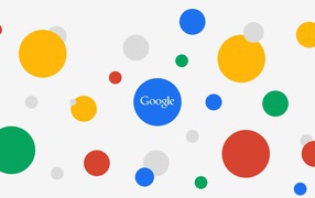 The inscription google on a white background with colorful circles