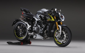 Big heavy motorcycle Agusta Brutale 1000 RR 2020 on a gray background