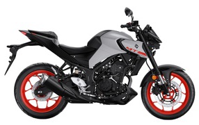 Motorcycle Yamaha MT-03, 2021 on a white background