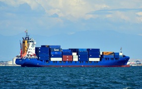 Cargo tanker with containers at sea