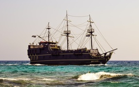 Large black pirate ship Black Pearl