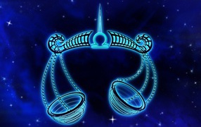 Красивый знак зодиака весы на синем фоне