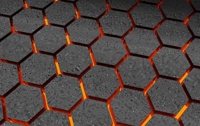 Abstract hexagons with lava