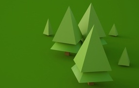 Зеленые геометрические 3д елки