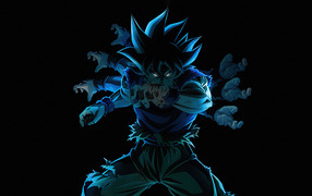 Anime character Son Goku on black background