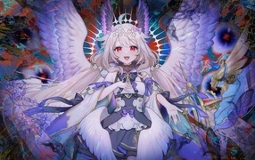 Девушка аниме с крыльями ангела
