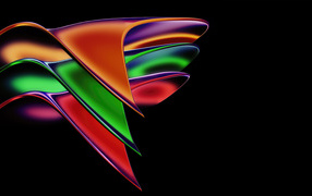 Unusually shaped multi-colored figures on a black background
