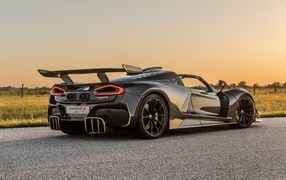 Rear view of the 2023 Hennessey Venom F5 Revolution Roadster sports car
