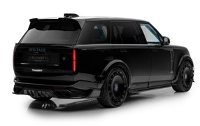 Rear view of the black 2023 Mansory Range Rover SV LWB Heritage SUV