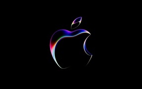 Neon Apple logo on a black background