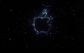 Shiny Apple logo on black background